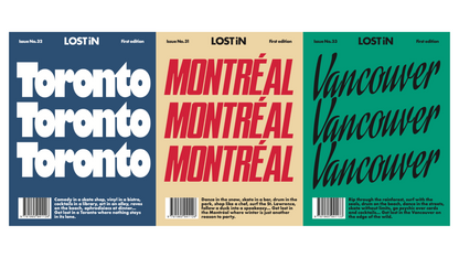 LOST iN Canada Bundle: Toronto, Montréal and Vancouver guide covers side by side