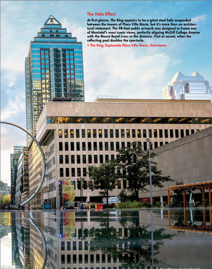 Inside LOST iN Montréal: The Ring, with downtown towers reflected in the pool