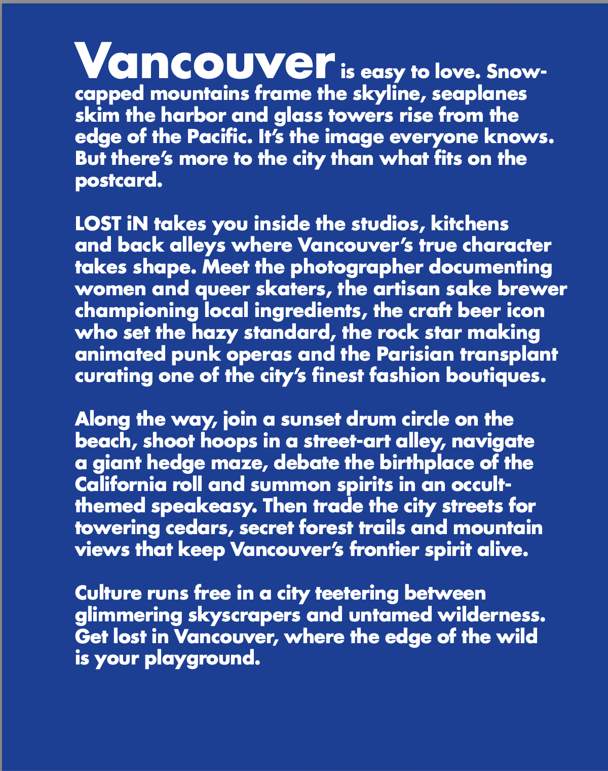 Inside LOST iN Vancouver: the guide's introduction to the city