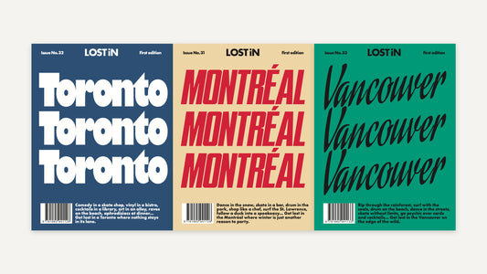 LOST iN Canada Bundle: Toronto, Montréal and Vancouver guide covers side by side