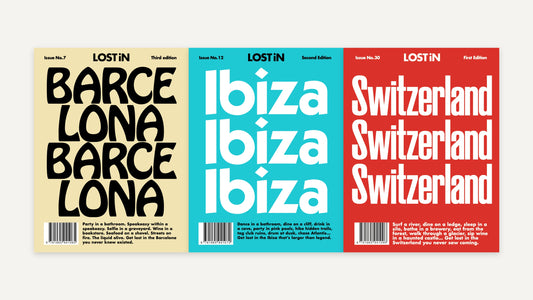 LOST iN Euro Summer: Barcelona, Ibiza and Switzerland guide covers side by side